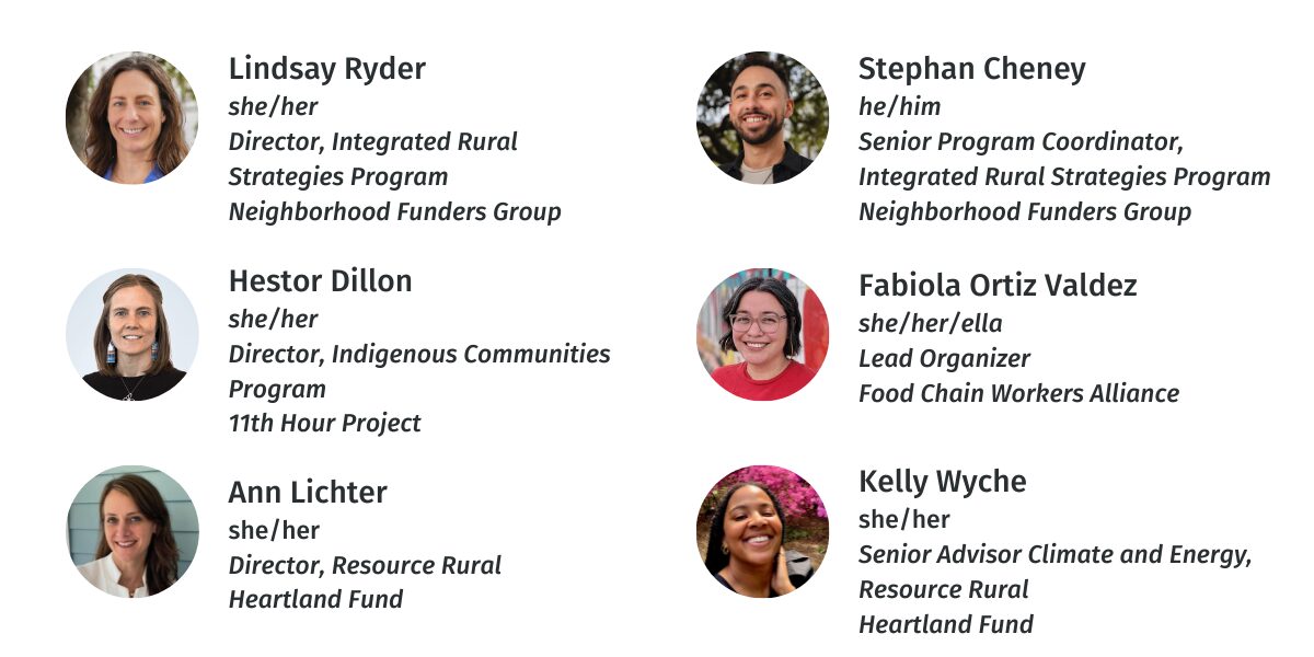 Speaker headshots for Lindsay Ryder, Stephan Cheney, Hestor Dillon, Fabiola Ortiz Valdez, Ann Lichter, and Kelly Wyche.