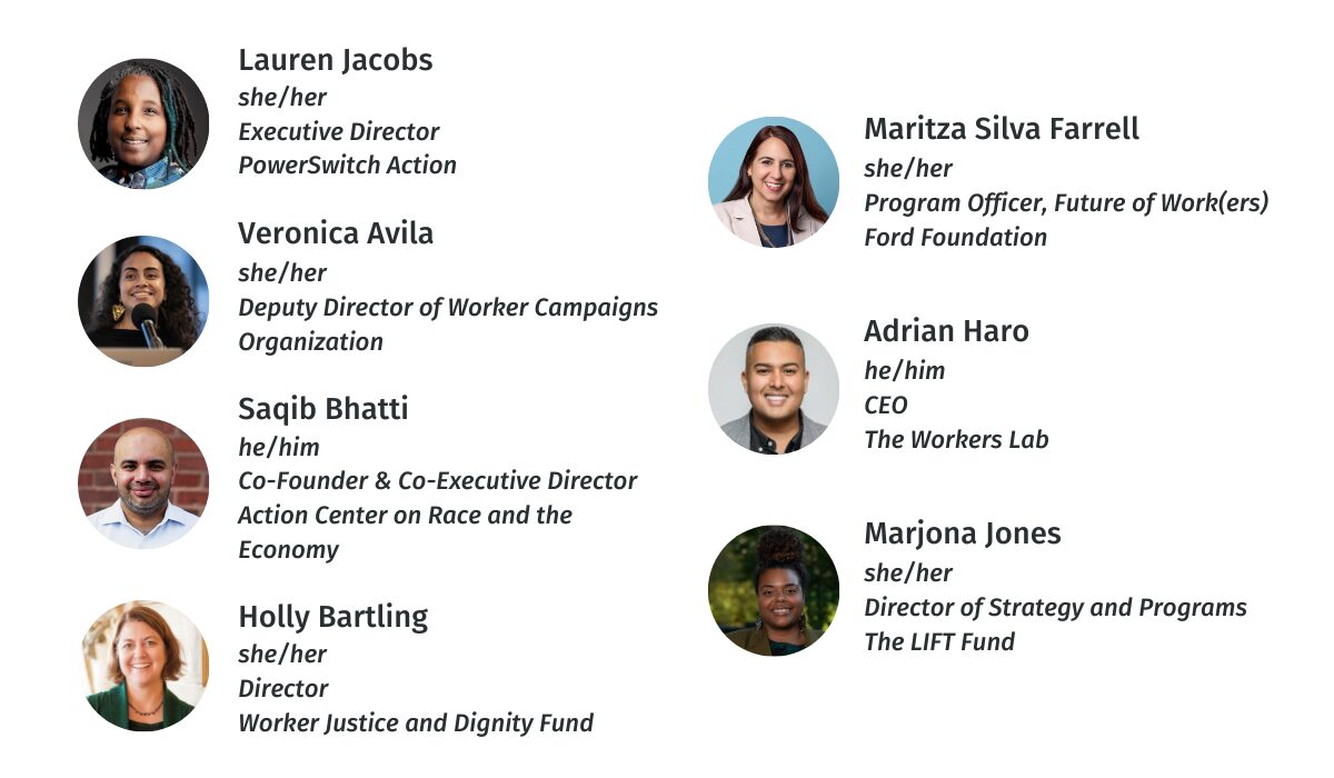 Speaker graphic including headshots for Lauren Jacobs, Veronica Avila, Saqib Bhatti, Holly Bartling, Maritza Silva Farrell, Adrian Haro, Marjona Jones.