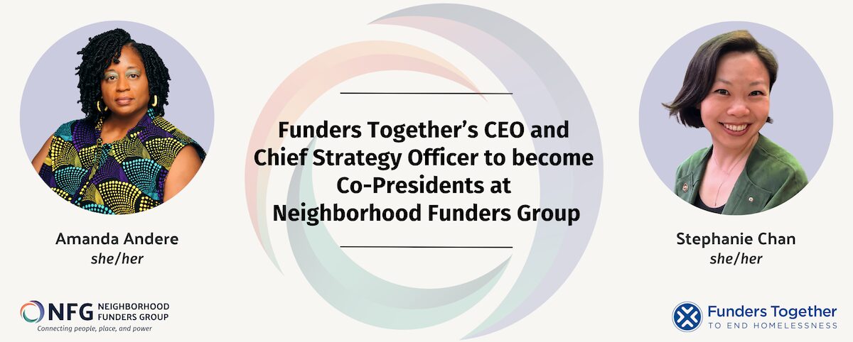 Image announcement for Amanda Andere and Stephanie Chan's appointment as NFG's new Co-Presidents.